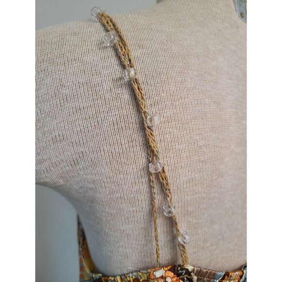 Vtg Cache 100% Silk Beaded Crochet Boho 70s Tank Top MEDIUM Hippie Festival M - Picture 6 of 8